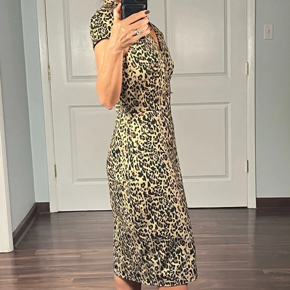 J. Crew V-neck sheath dress in leopard print Sz 2 NWT - Picture 3 of 12